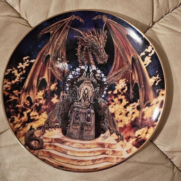 Vtg Franklin Mint DRAGON FIRE Myles Pinkney EDITION PLATE Royal Doulton Rc 2120 - Picture 2 of 9